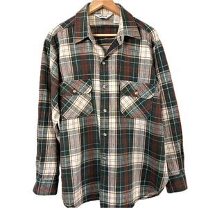 WOOLRICH Men's 100% Cotton Flannel Plaid Shirt Sz. XL Western Ranch
